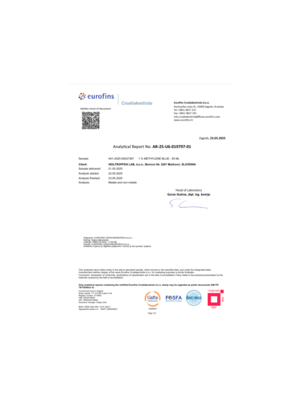 Metilen plavo sertifikat